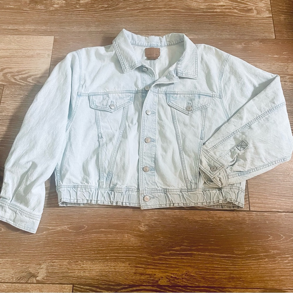 American Eagle “Real Good”Line Retro Style Denim Jacket Cropped Elastic Waist XL